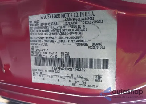 2002 Ford Mustang Gt z USA, uszkodzony, nr VIN 1FAFP42X02F190332